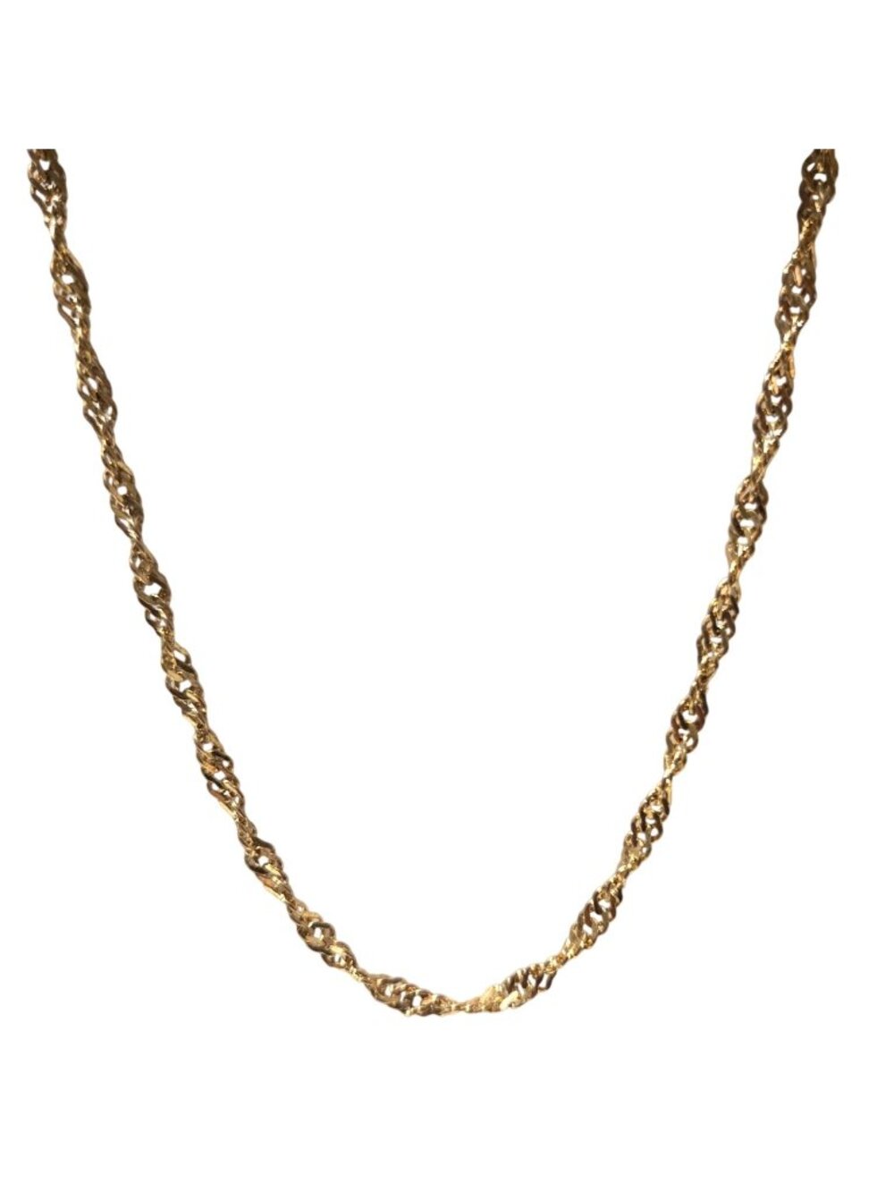 Vintage Singapore Twist Chain Necklace Gold Tone Dainty Braided Layering Classic